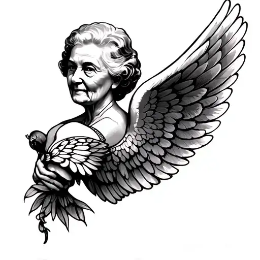Wings Memorial Tattoo Grandma