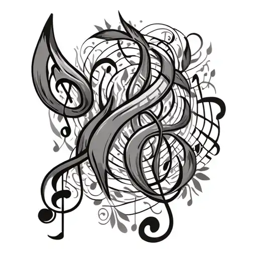 Latina Inspired Design Featuring Musical Notes Intertwined