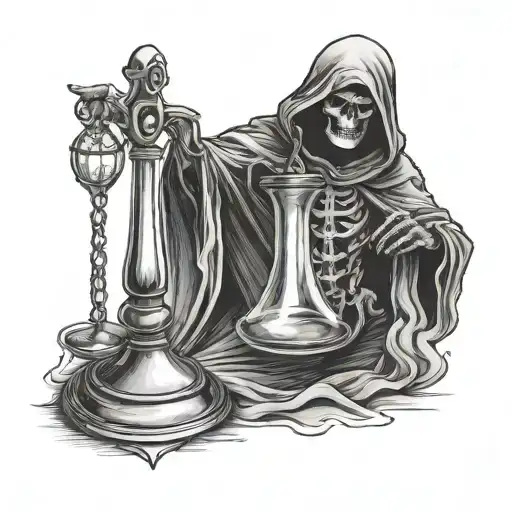Grim Reaper Justice Scale Law Broken Hour Glass Time Gone