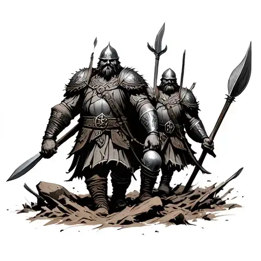 Vikings Battlefield Scene With Soldiers