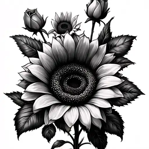 Sunflowers And Roses