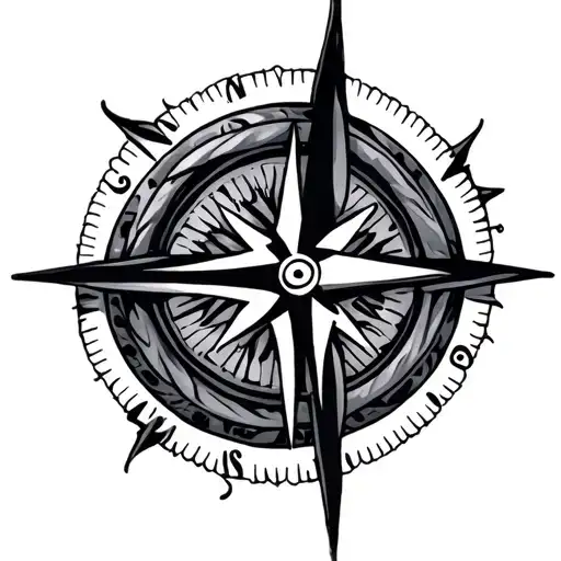 Tribal Tattoo Of A Compass