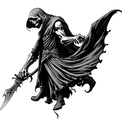 Fine Line Grim Reaper Fighting His Opposite