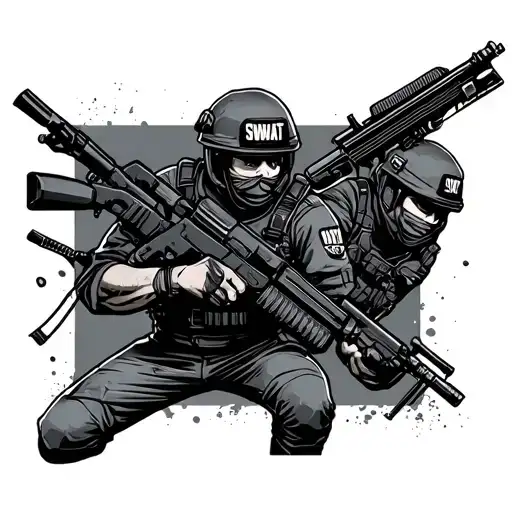 Swat Team Throwing Flash Bang
