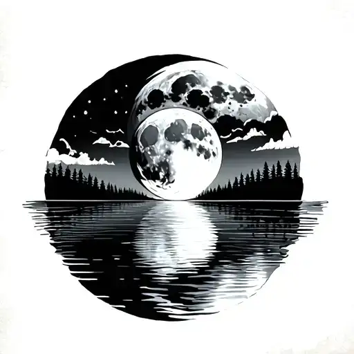 Full Moon On A Lake