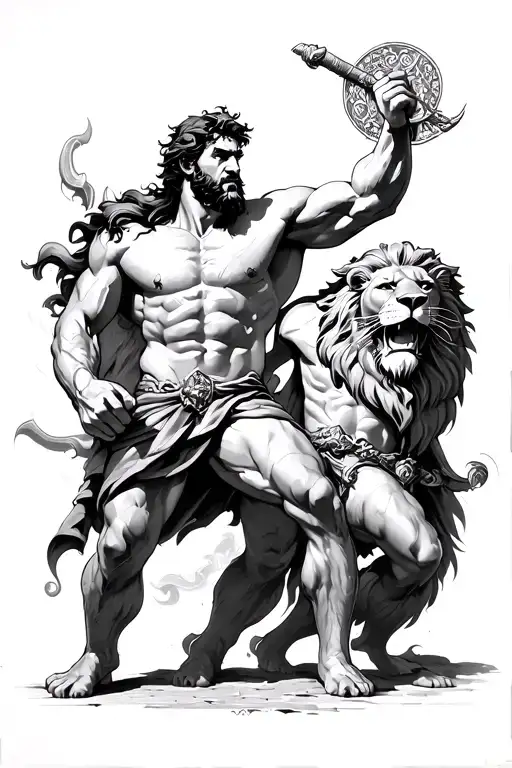 Hercules Fighting Nemeanlion