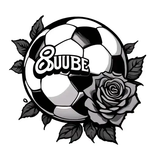 Soccer Ball With Ebube Spelled On It Surrounded By A Rose