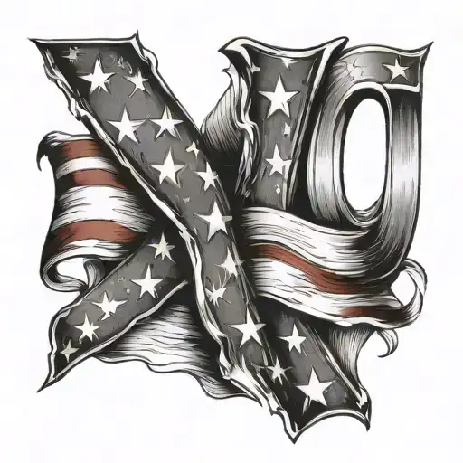 Number 13 With Letters Ddqnand American Flag Intertwined