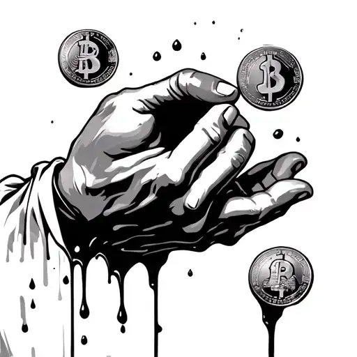 Jesus Hands Dripping Blood Turning Into Coins