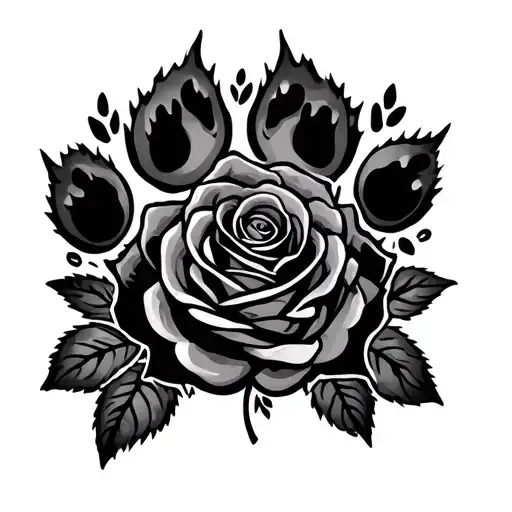 Paw Prints And Roses