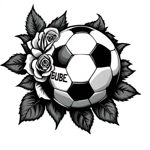 Soccer Ball With Ebube On It Surrounded By A Rose