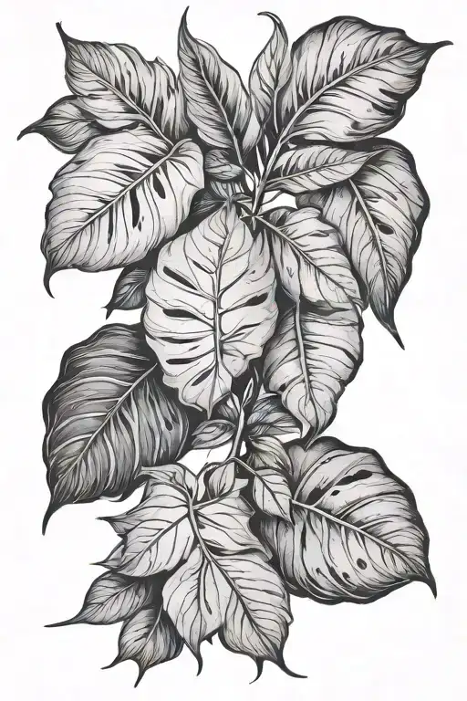 Plant Leaf Sleeve Tattoo Design