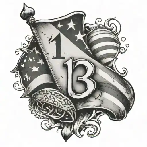 Number 13 With American Flag Incorporated Somehow