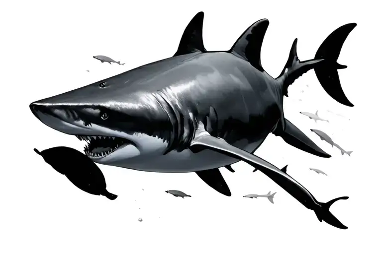 Sharks Swimming And Shadows