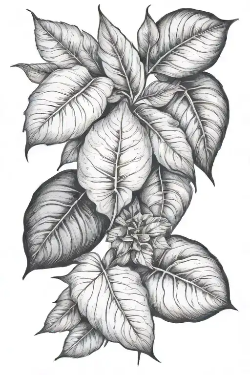 Plant Leaf Sleeve Tattoo Design