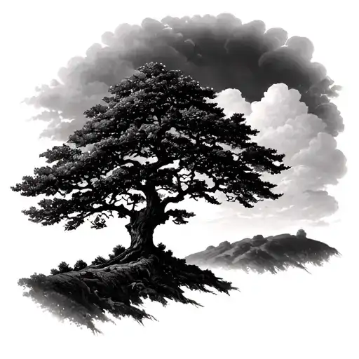 Rowan Tree With A Hill Dark Sky