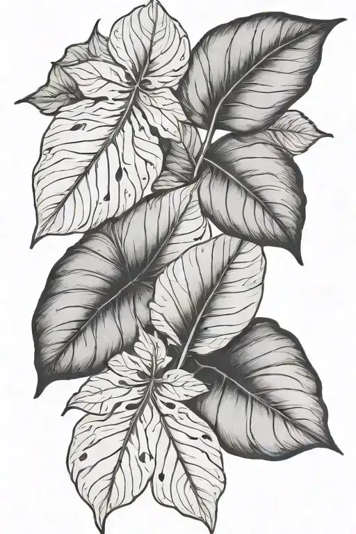 Plant Leaf Sleeve Tattoo Design