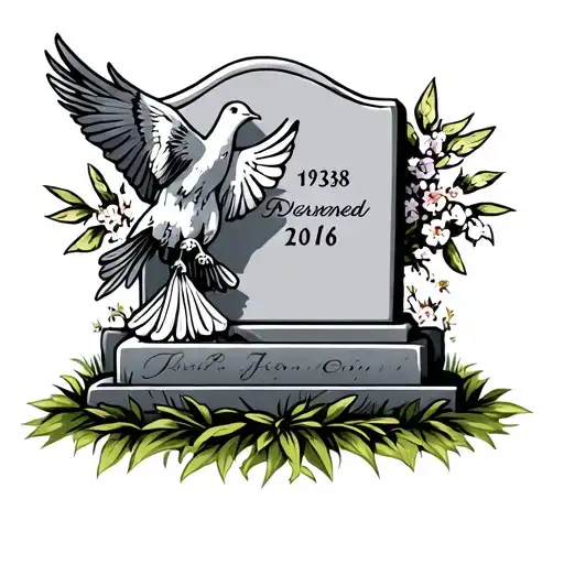 Grave With Dates Born 1938 Passed Away 2016 With Dove