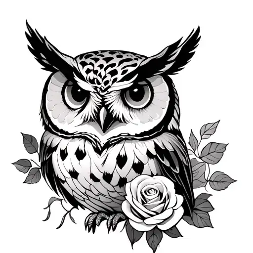 Owl With Roses