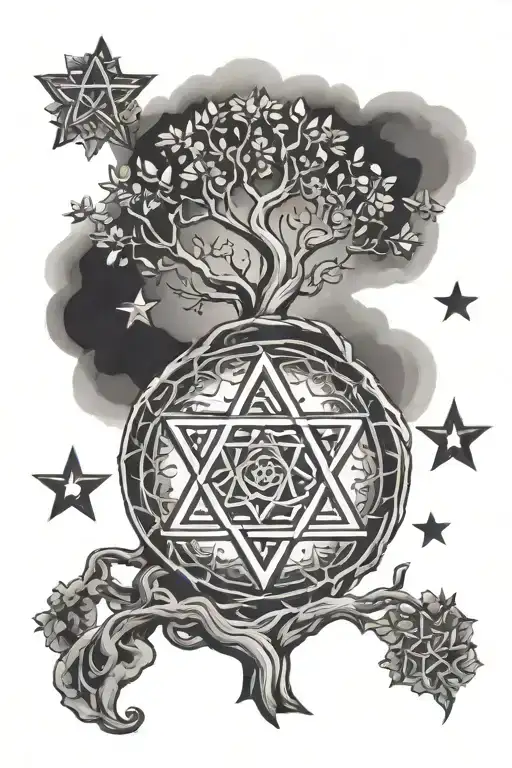 Tree Of Life Tattoo With Star Of David Star