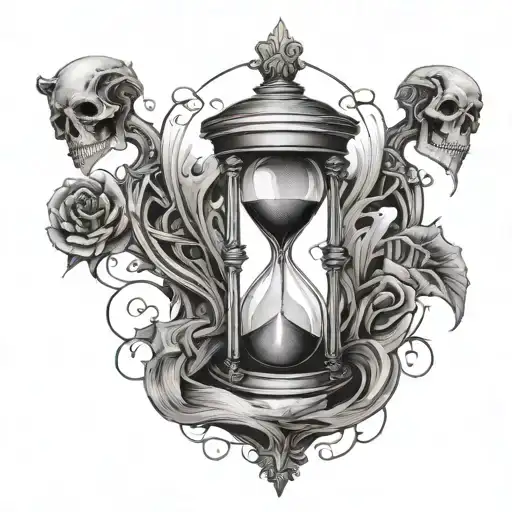 Hourglass With Death Holding It In His Hands