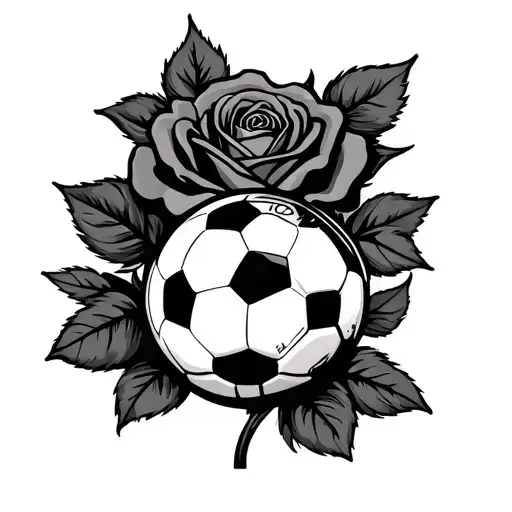 Soccer Ball With The Name E B U B E Written On It Surrounded By A Rose