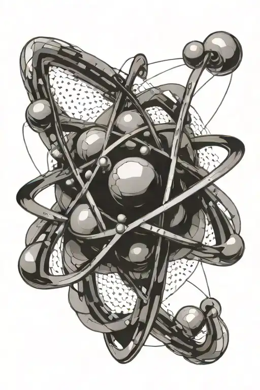 An Atom With Orbitals Styled In A Geometric Way