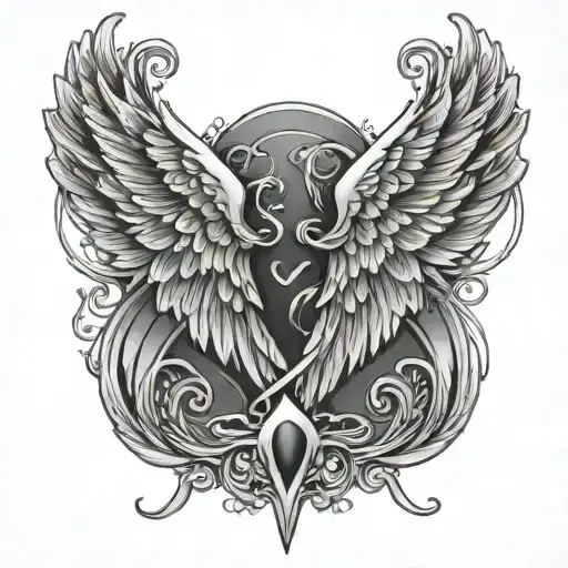 Angel Wing With Name Intertwined