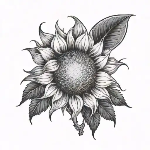 Sunflower With Moon Tattoo Design