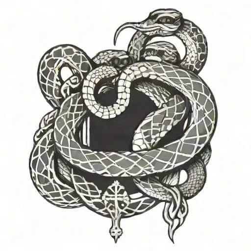 Snakes Intertwined With A Bible Scripture