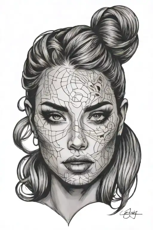 Woman's Face With Hair Facing Forward