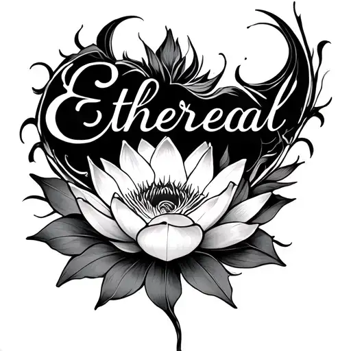 The Word Ethereal With A Lotus Flower At The End Of It