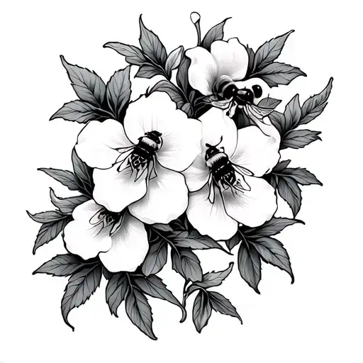 Honeysuckle And Bees