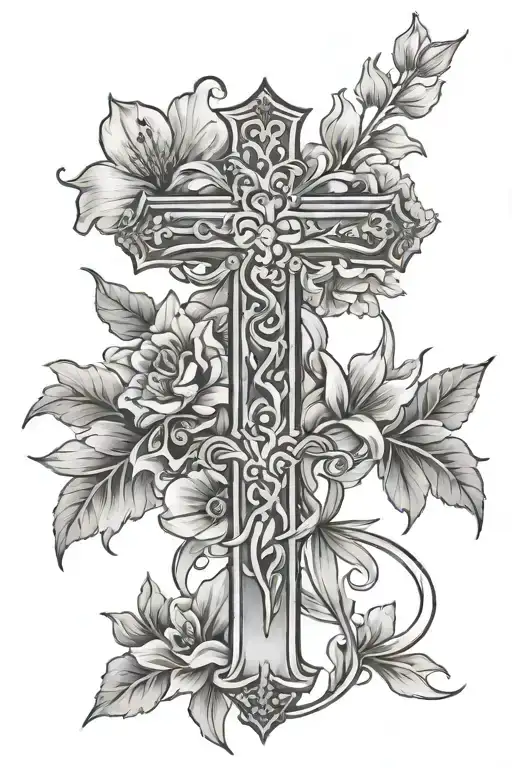 Cross And Flowers