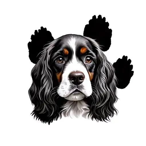 Cocker Spaniel Face Inside Paw Print