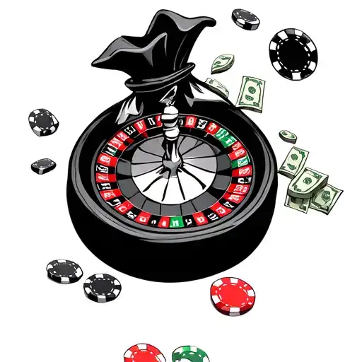 Casino With Money Bag And Poker Roulette A Cries Now And Laughs