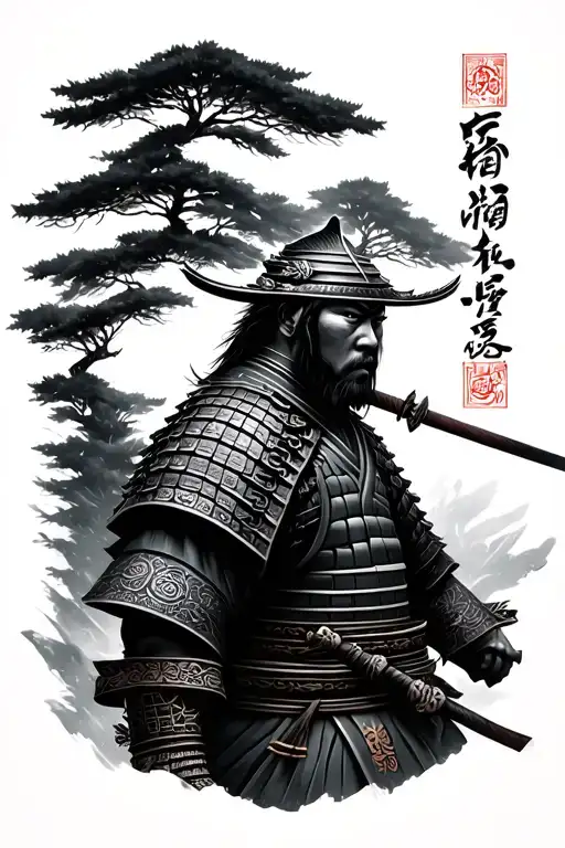 Samurai Warrior With Trees