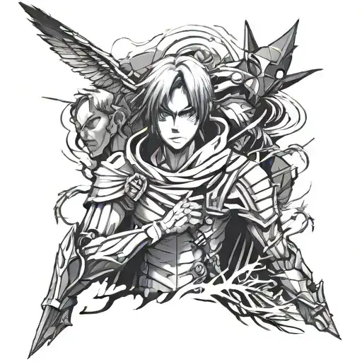 Full Sleeve Tattoo Inspired By Different Anime Characters From Attack On Titan