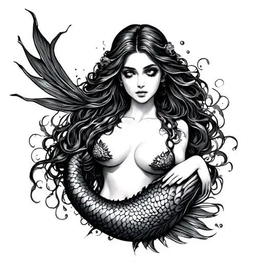 Topless Siren Mermaid
