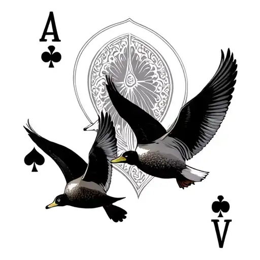 4 Aces Cards With Ducks Flying