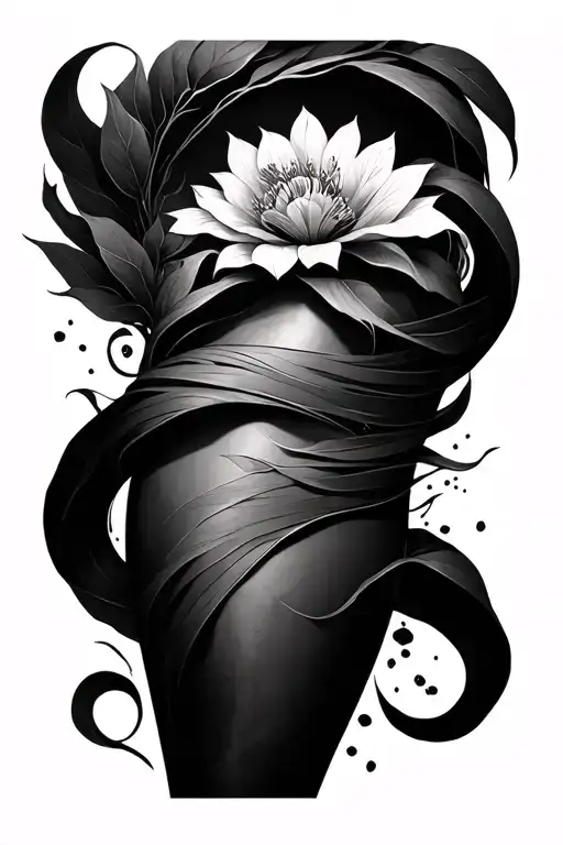 Nature Thigh Tattoo That Wraps Around