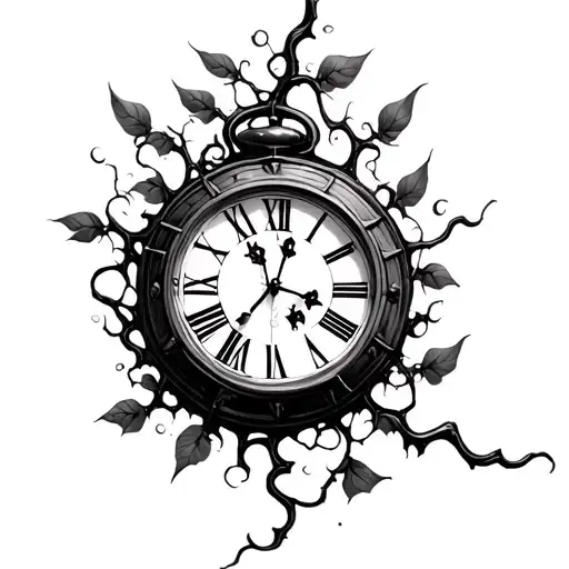 Broken Clock With Vines Coming Out