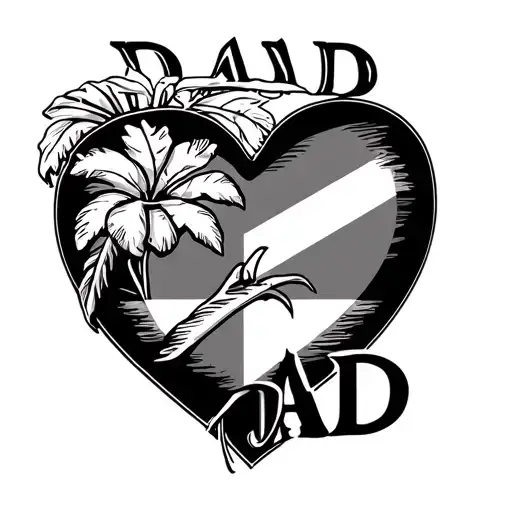 A Heart With A Hawaiian Flag And On Top The Word Dad