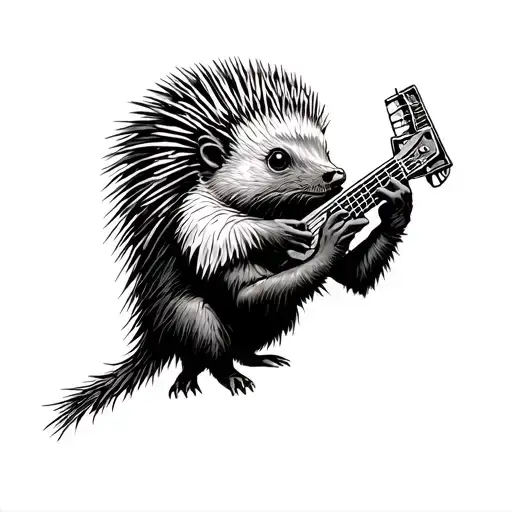 Porcupine Playing Harmonica