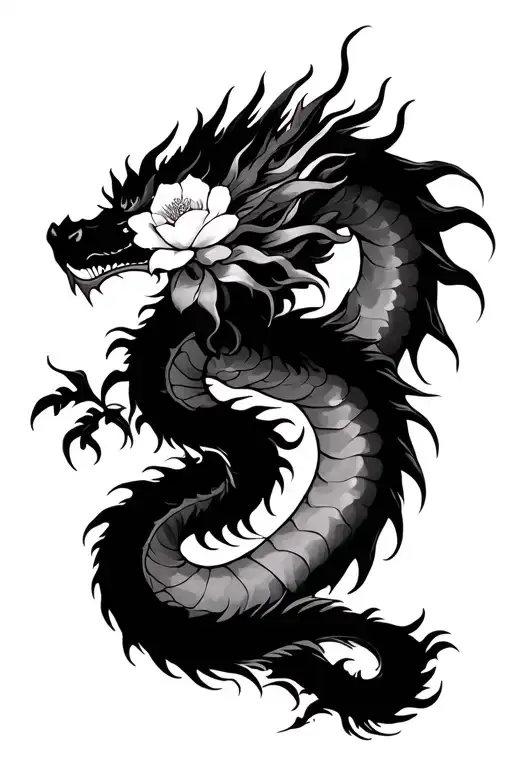 Jasmine Flower And Asian Dragon Wrapped