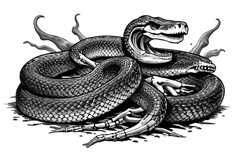 Water Moccasin Snake Skeleton