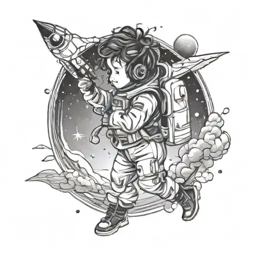 Little Girl Silhouette Transitioning To Space