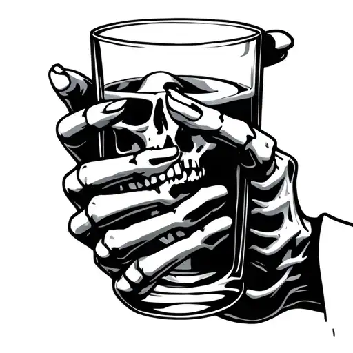 Skeleton Hand Holding Whickey Glass