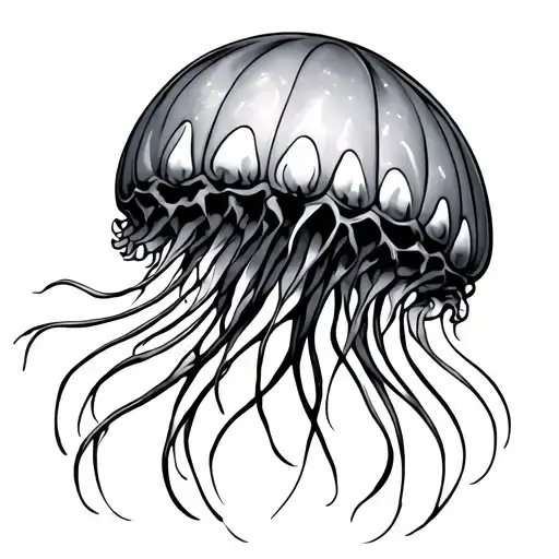 Pirate Knife Jellyfish Gracefully Swimming