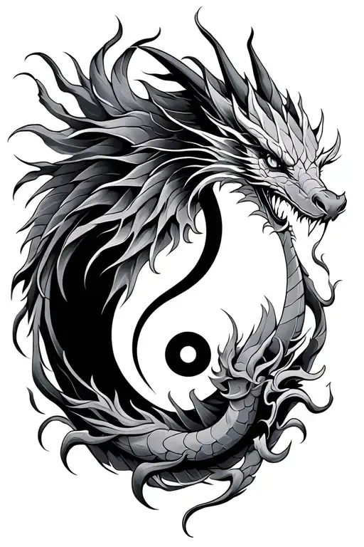 Yin Yang Dragon Flying